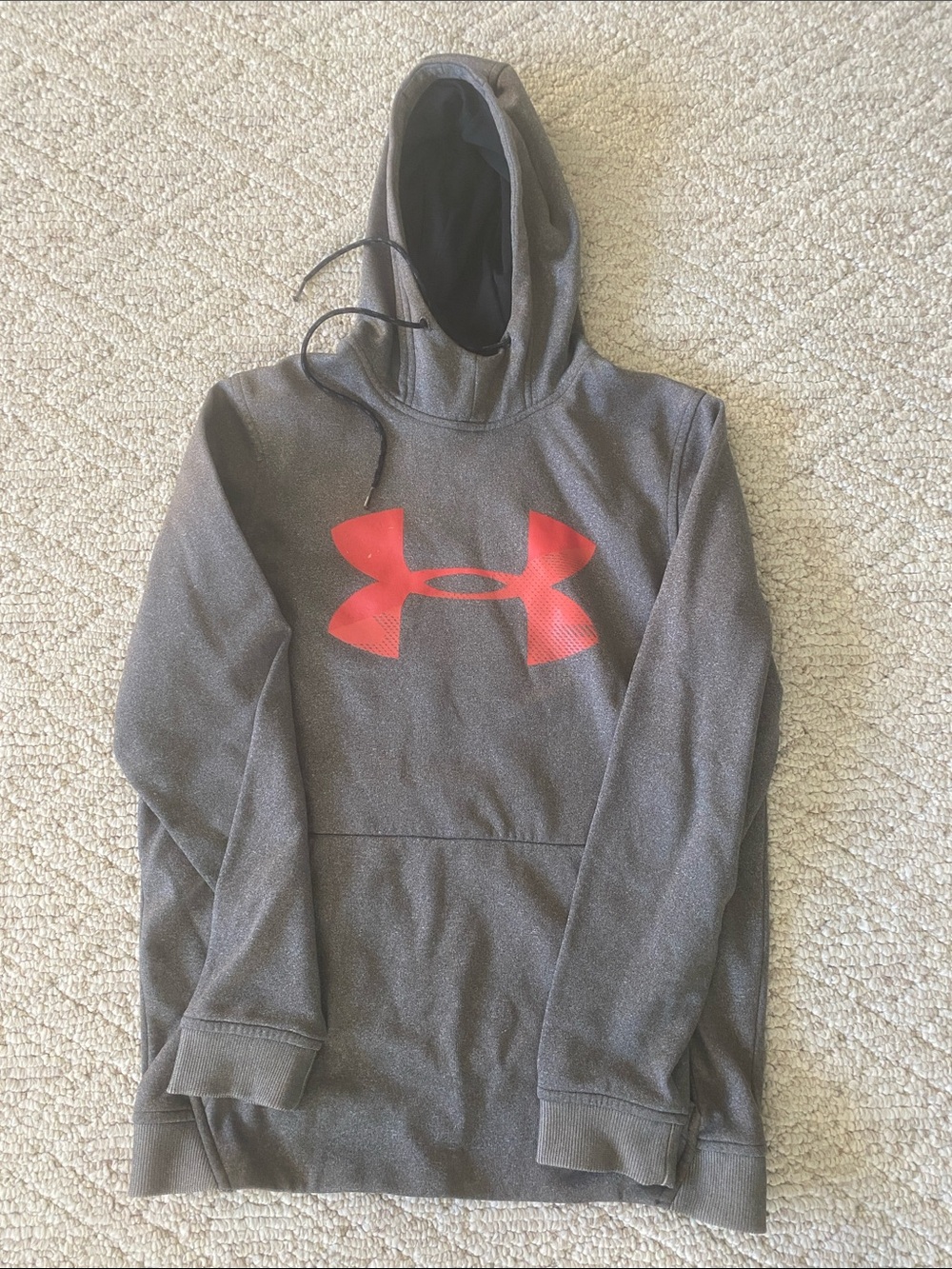 Under Armour Men's Charcoal Hoodie with Red Logo